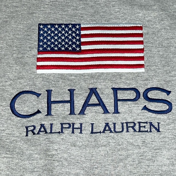 NEW Vintage CHAPS Ralph Lauren Sweatshirt NEW Big Flag sz MEDIUM - Picture 4 of 5